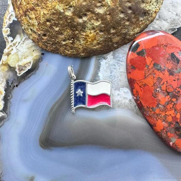 Carolyn Pollack Sterling Silver Lone Star Texas State Flag Unisex Charm Pendant - Picture 2 of 10